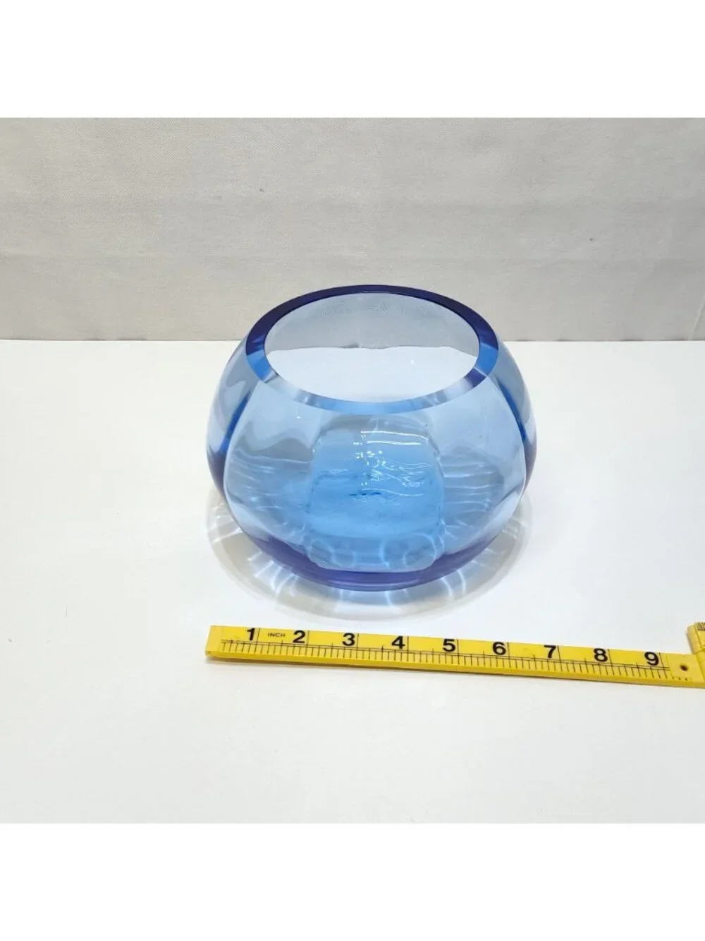Tiffin Optic Copen Blue Art Glass Bowl Handcrafted Elegant Collectible Vintage